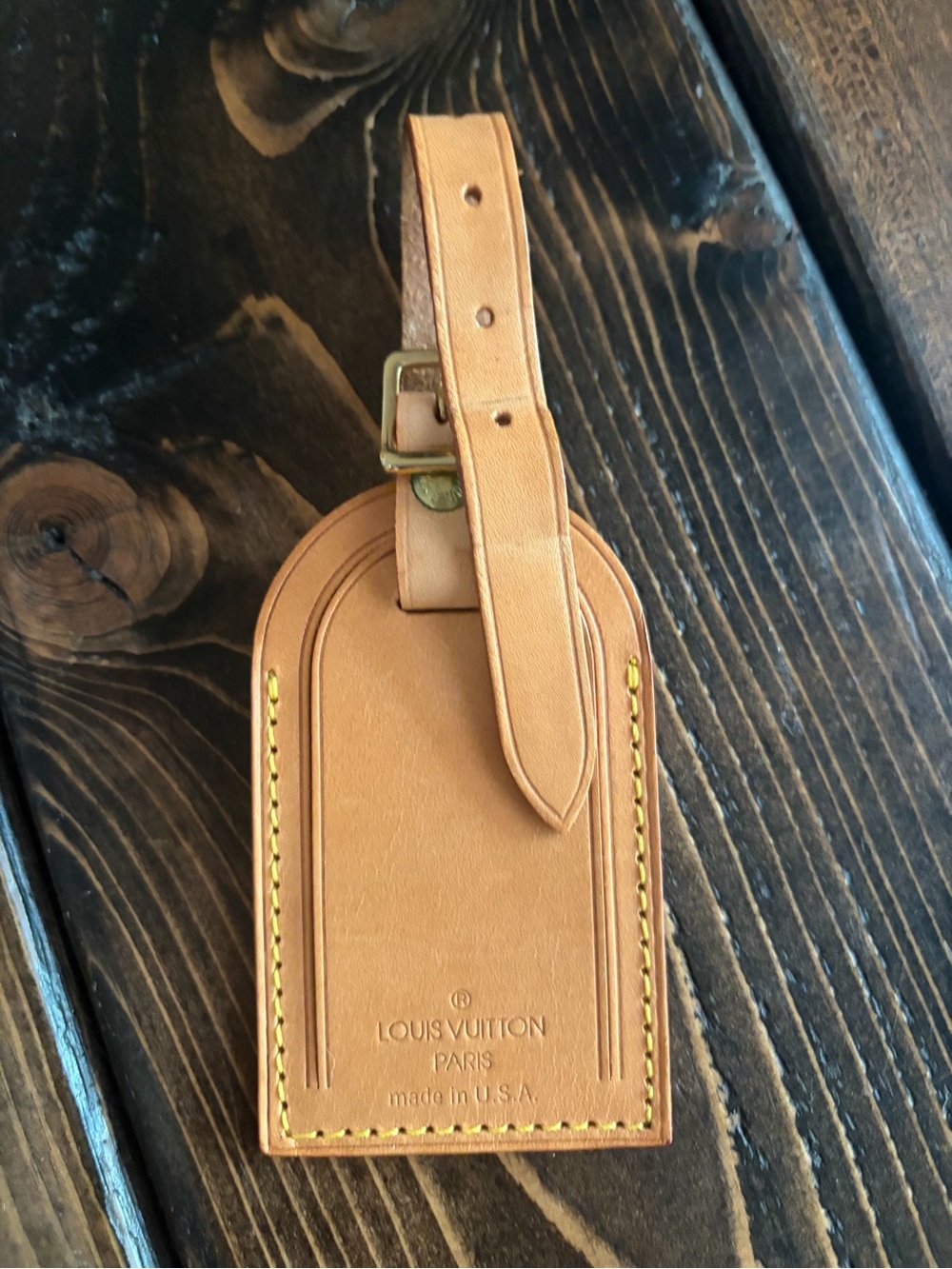 EUC Louis Vuitton Luggage Tag with Gold-Tone Buckle